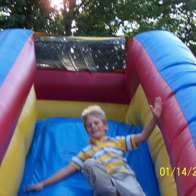 Inflatable slide in action